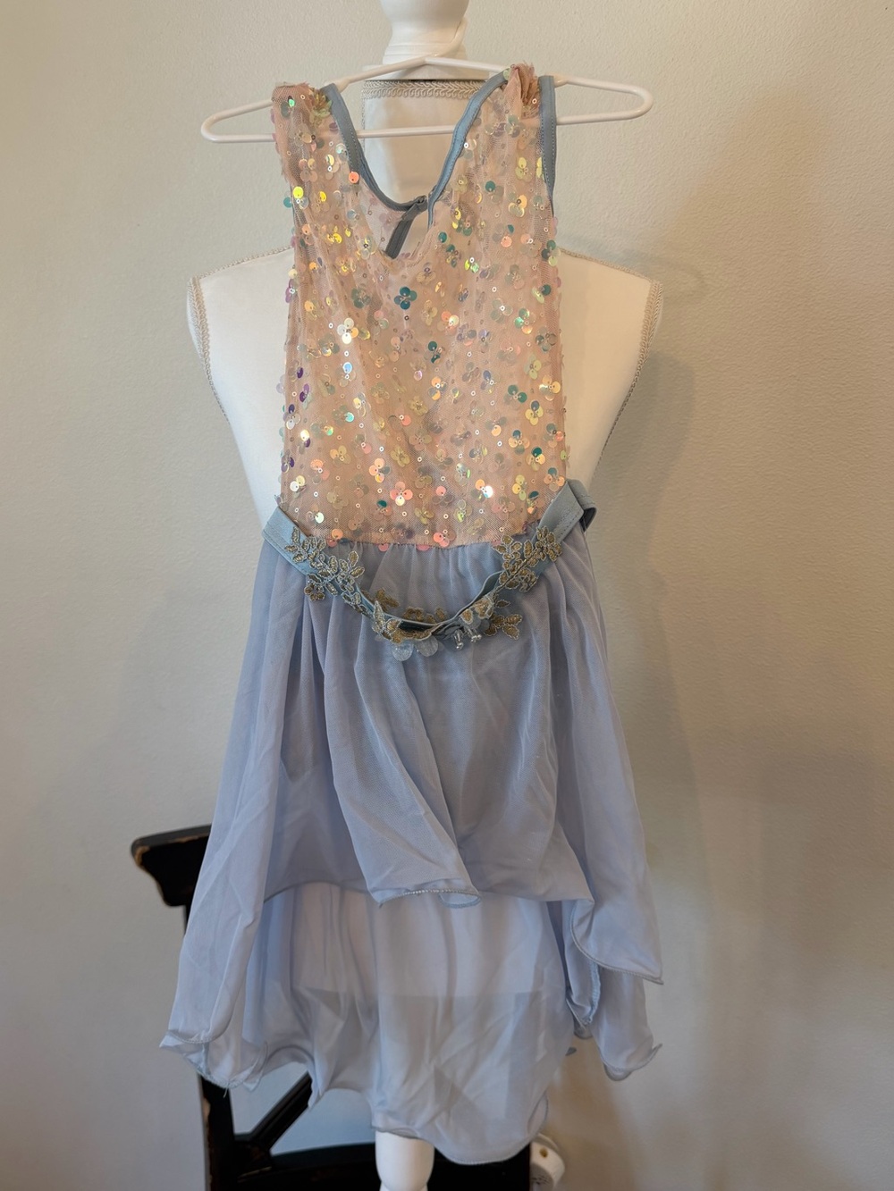 Weissman Sequin Bodice with Light Blue Chiffon Skirt Dance Costume